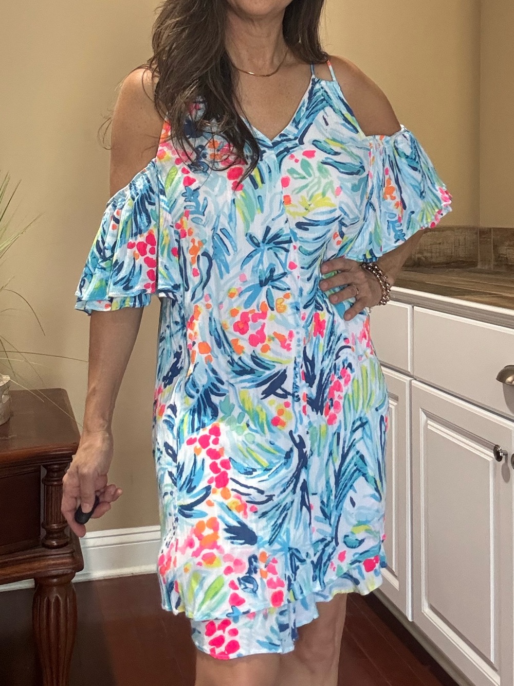 Lilly Pulitzer cold shoulder summer dress size S, GUC. Fun summer dress